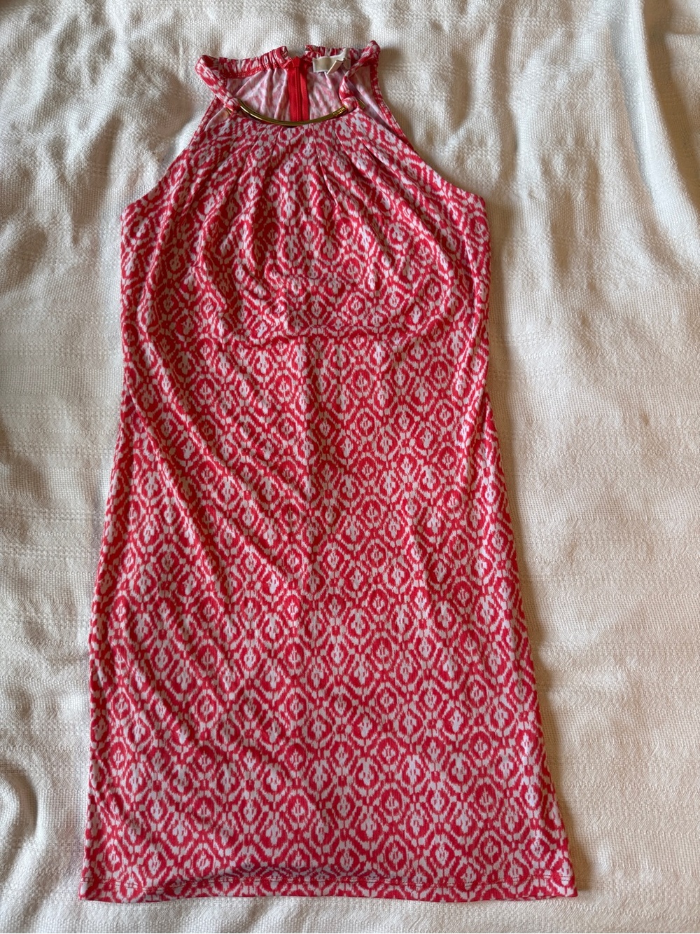 Michael Kors Pink and White Patterned Halter Dress